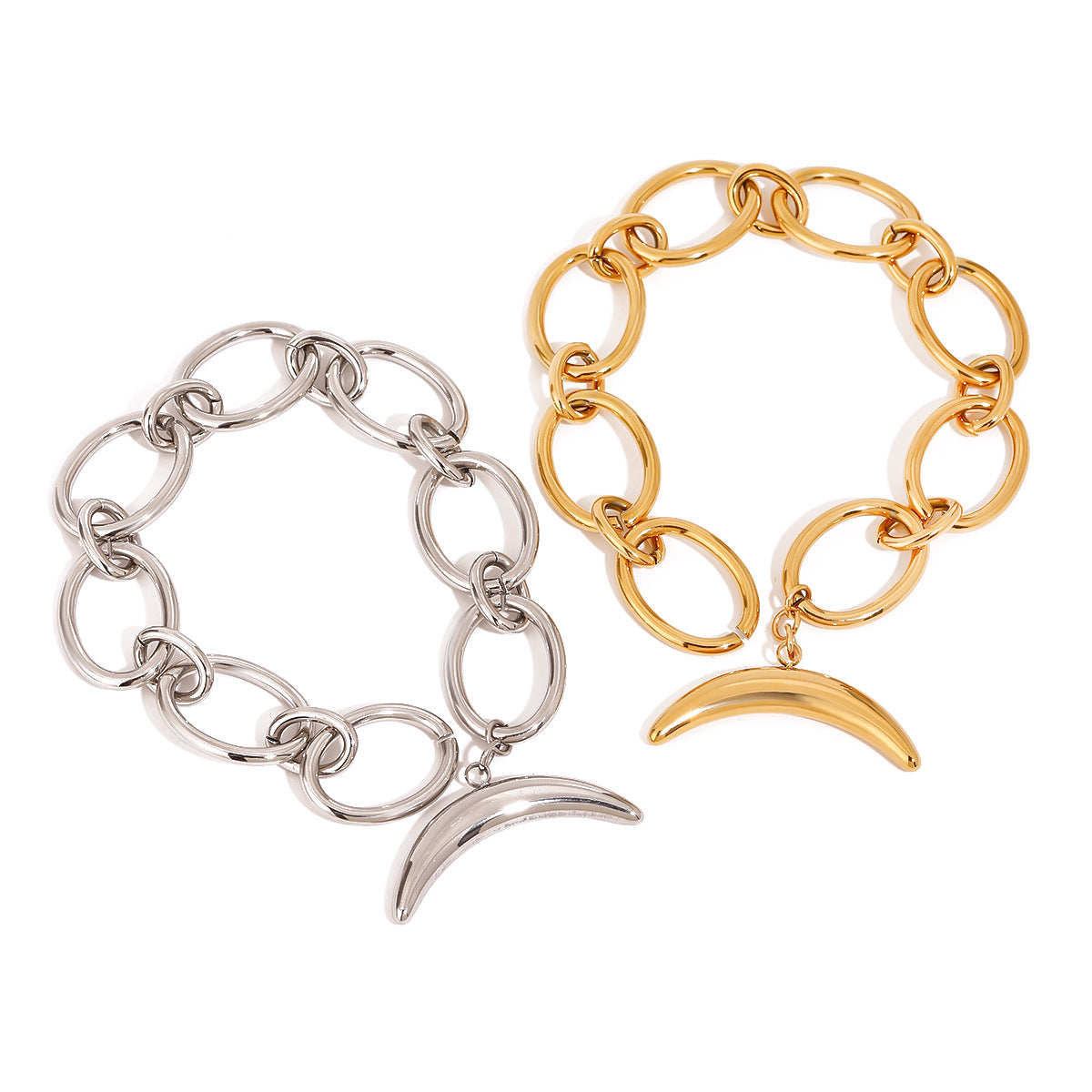 Stainless steel 18k gold-plated moon bracelet
