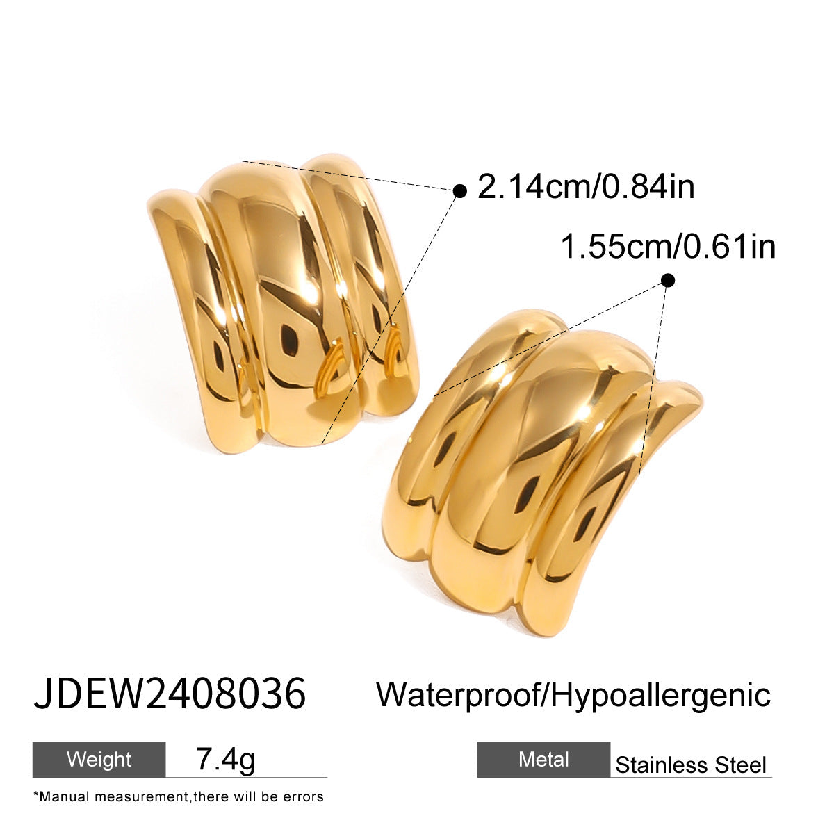 Stainless steel 18k gold-plated earrings