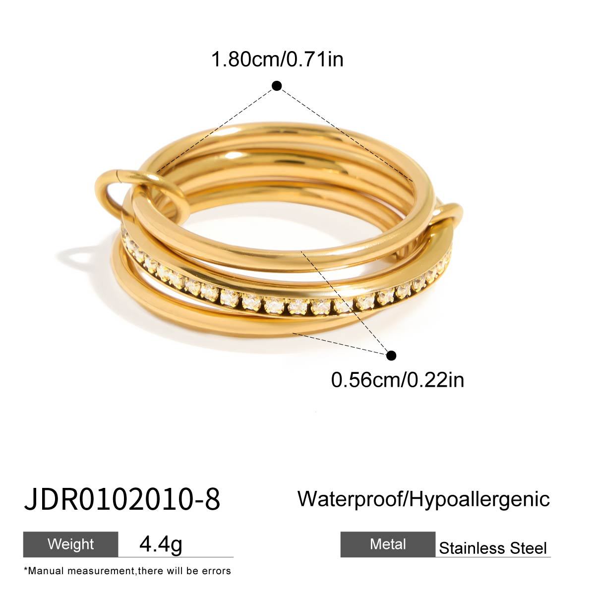 Stainless steel 18k gold-plated stacking rings