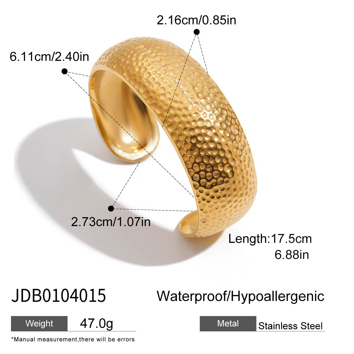 Stainless steel 18k gold-plated bangle