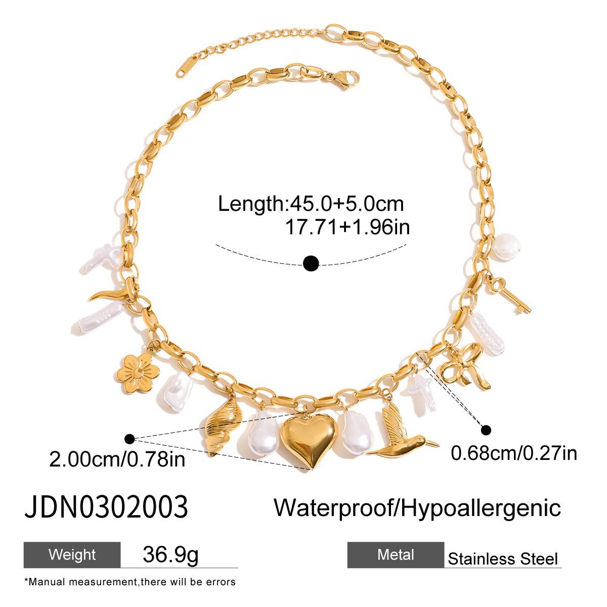 Stainless steel 18k gold-plated pendant necklace