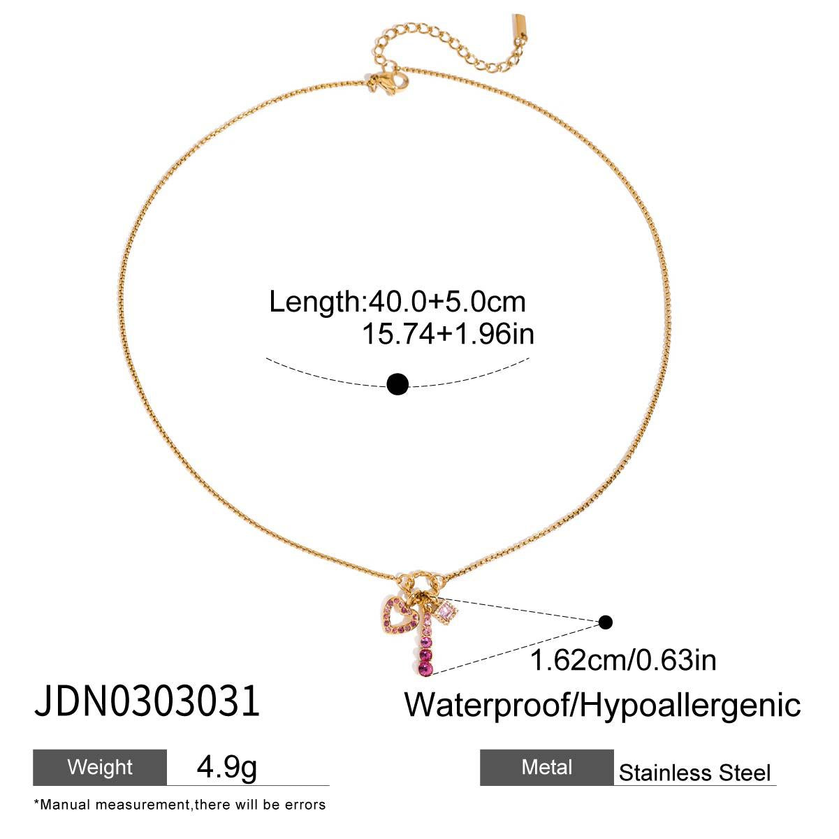 Stainless steel 18k gold-plated pink necklace