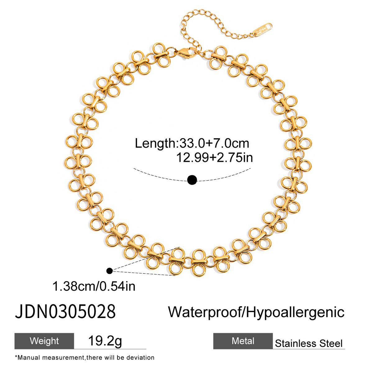 Stainless steel 18k gold-plated four-leaf clover collarbone chain