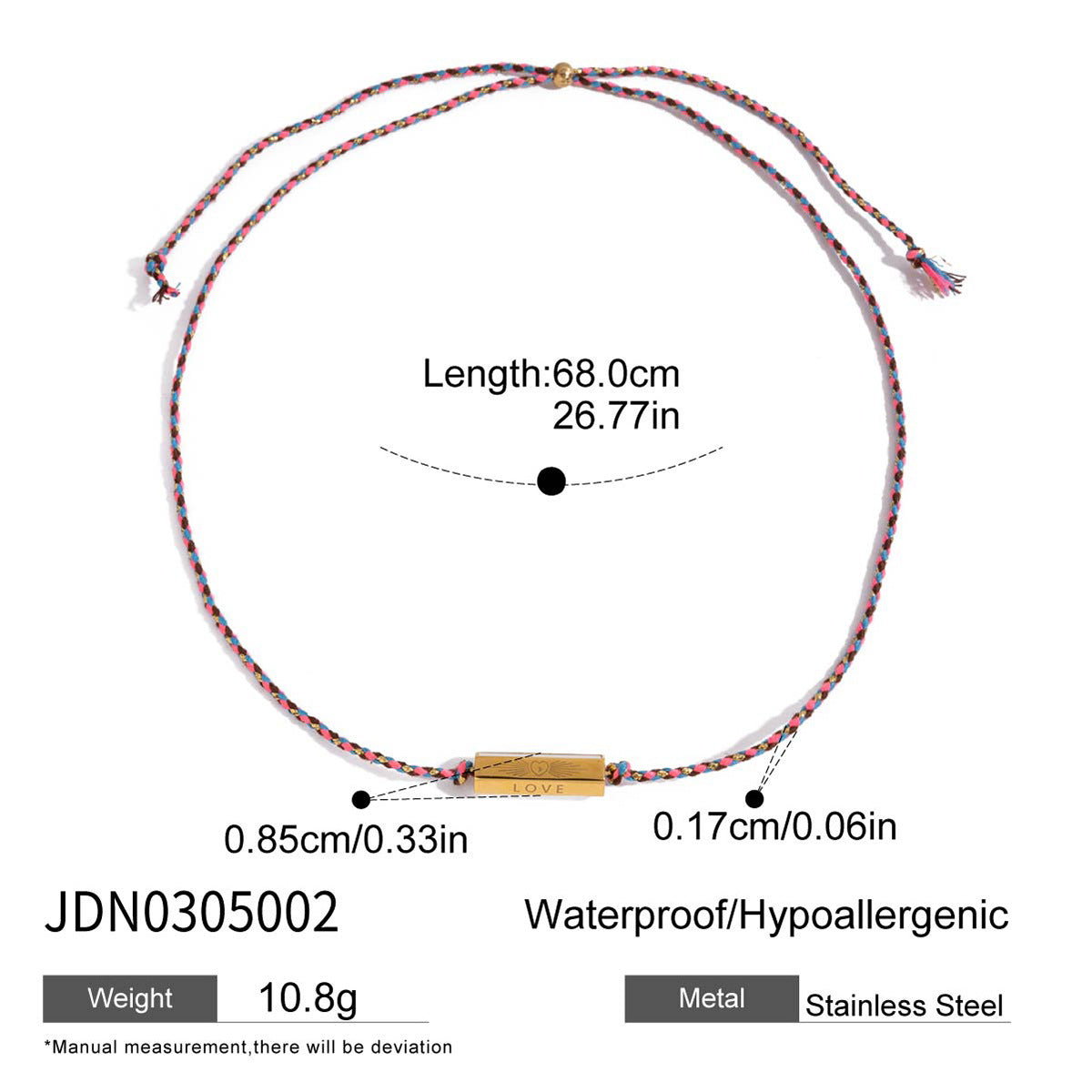 Stainless steel 18k gold-plated cross necklace