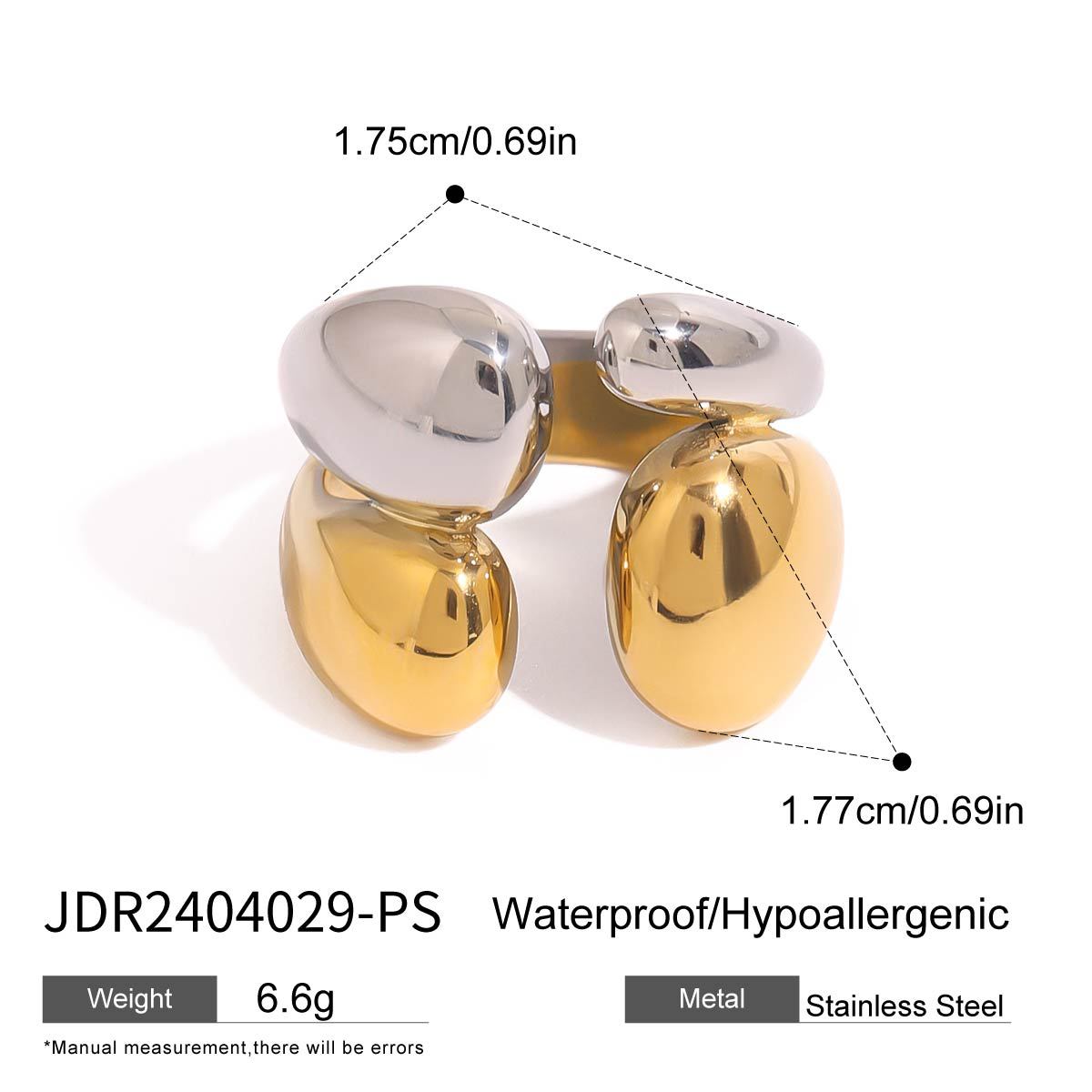 Stainless steel 18k gold-plated ring