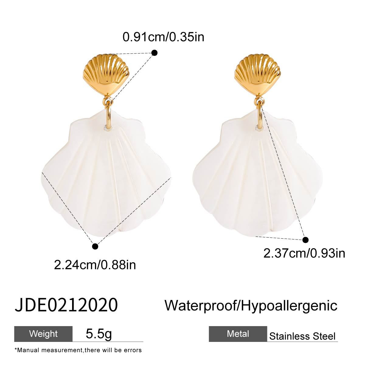 Stainless steel 18k gold-plated shell earrings
