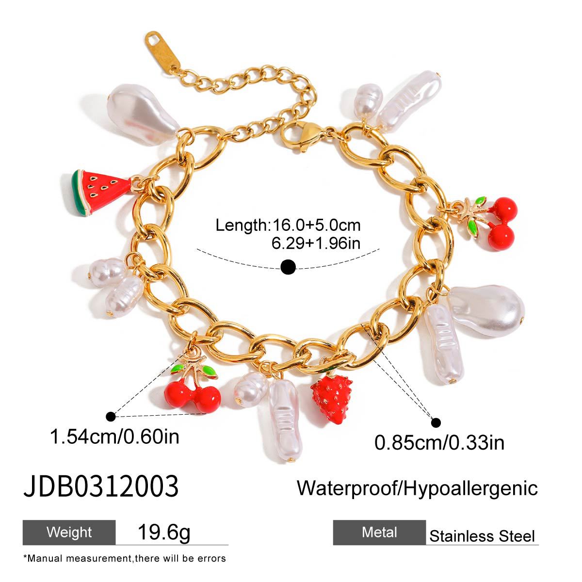 Stainless steel 18k gold-plated strawberry jewelry set