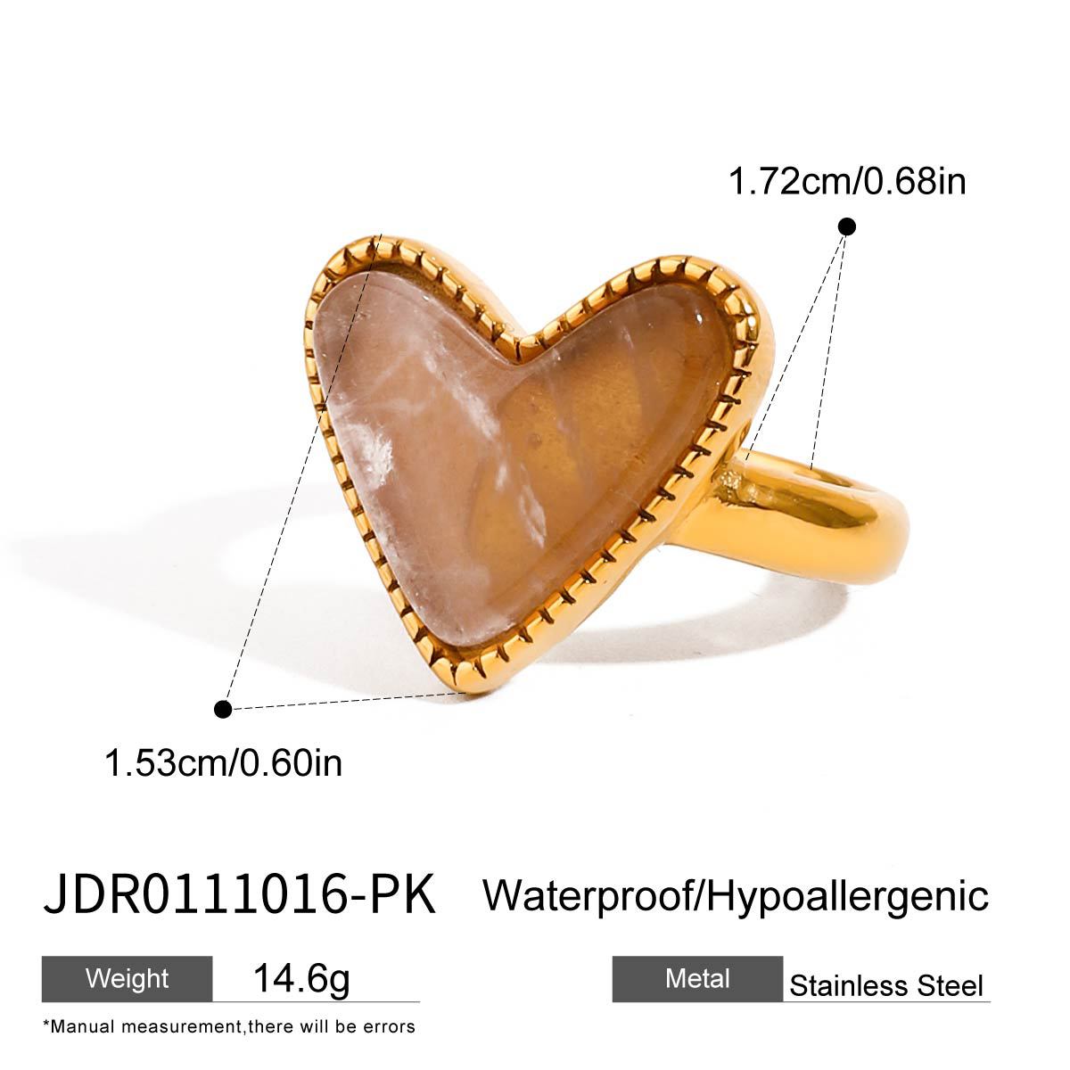 Stainless steel 18k gold-plated heart ring