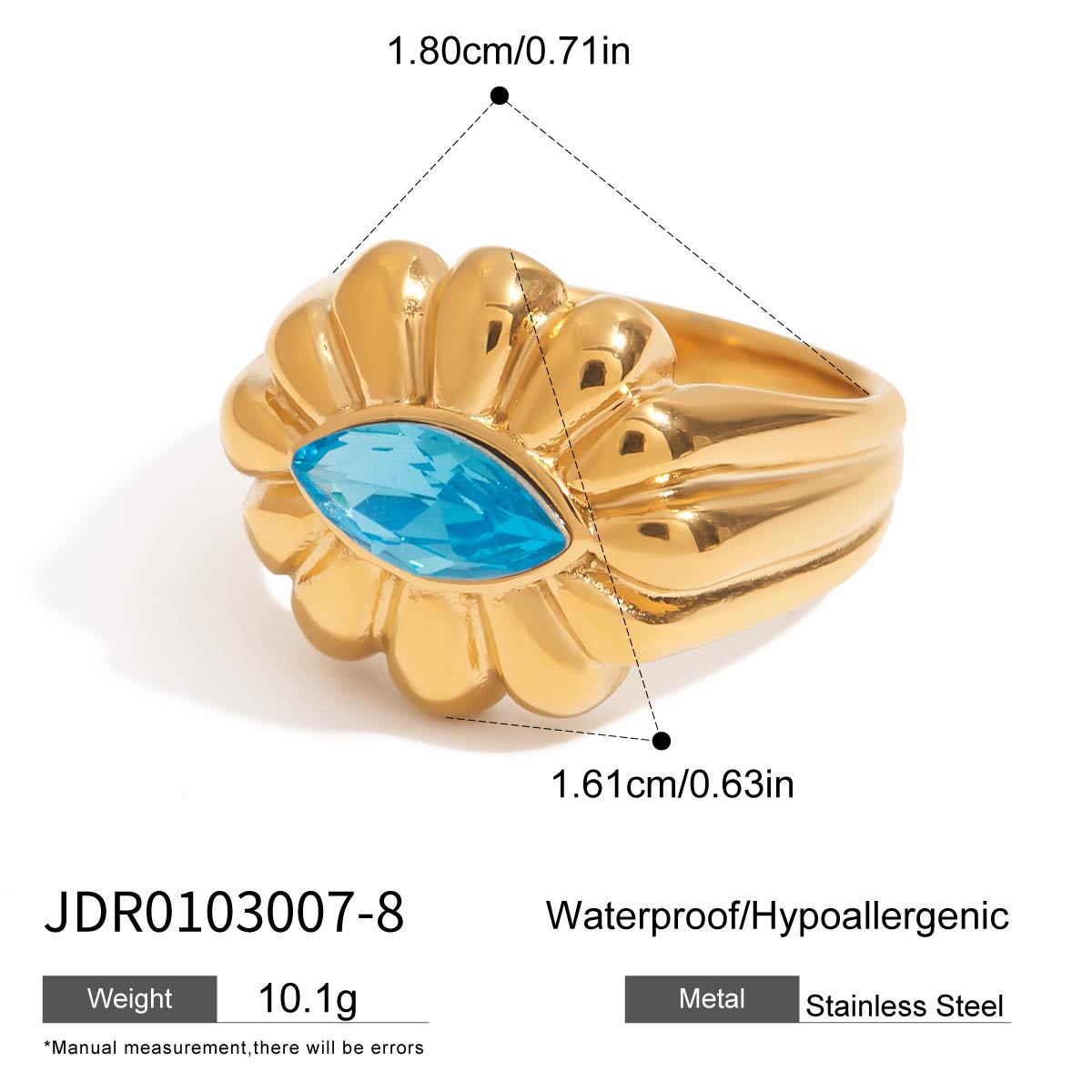 Stainless steel 18k gold-plated blue zircon jewelry