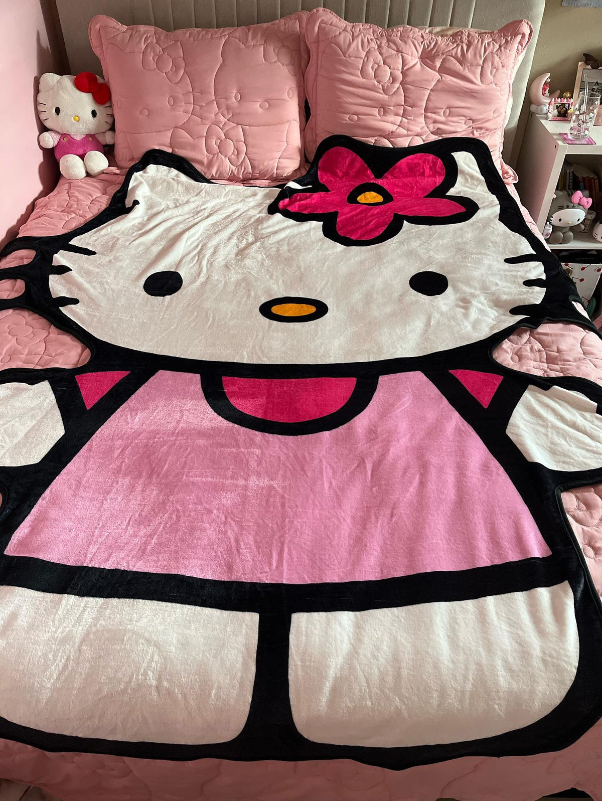 KT Shape Blanket Flannel Throw Blanket Cute Blanket Lightweight Super Soft Cozy for Bed Kids Adult Gift