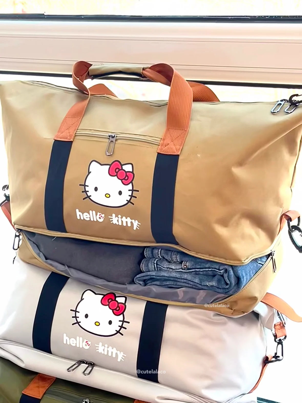 HK Travel Bag - Large Capacity Cartoon Luggage Bag, Shoulder & Crossbody Bag | Wet & Dry Separation Tote