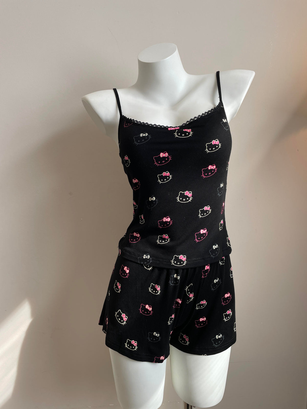 Hellokitty Black Lace Pajama Set 2 Piece