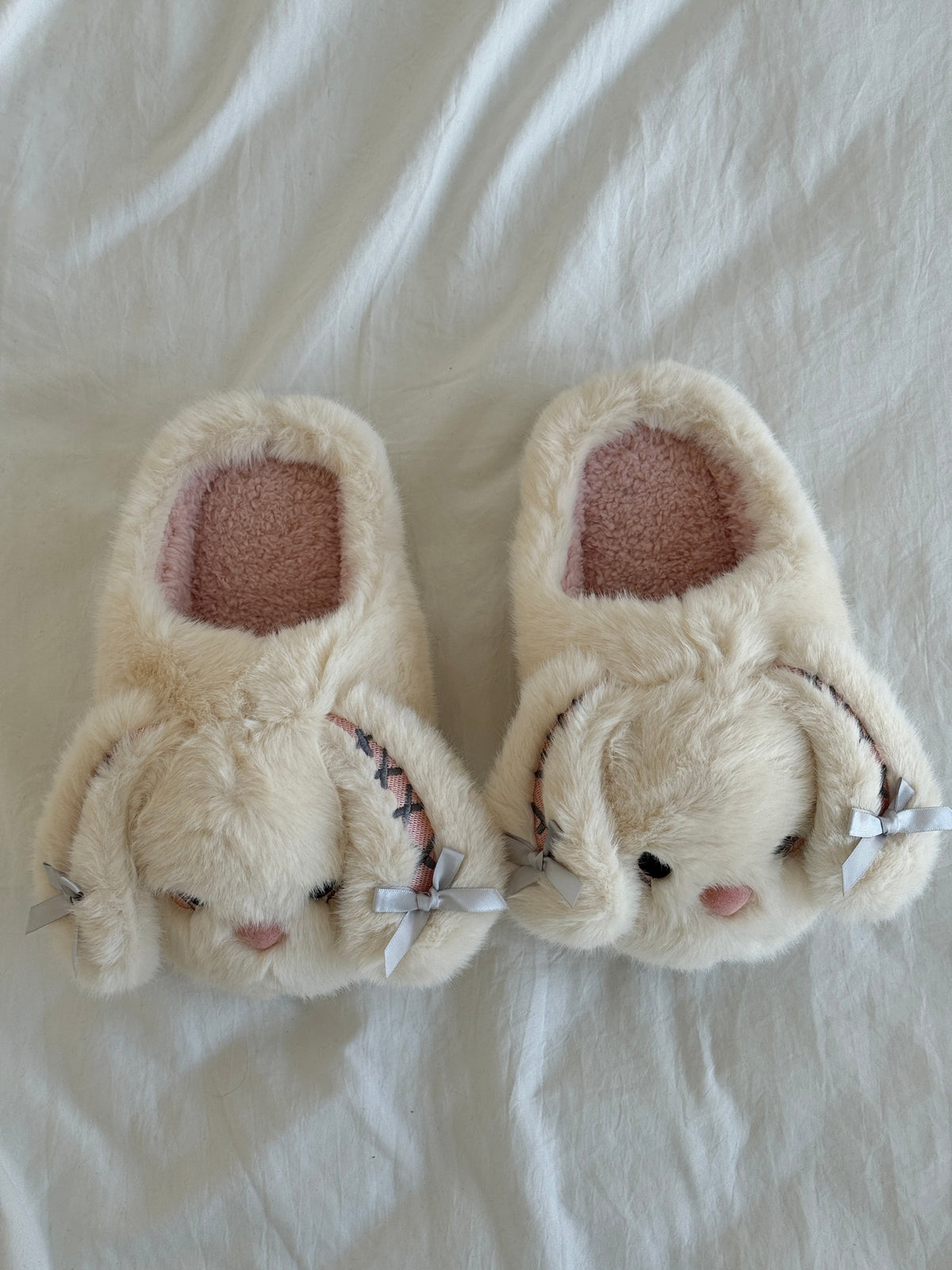 Bunny Fluffy Fuzzy Scuff Slippers Soft Comfy Memory Foam Non-slip Indoor House Shoes