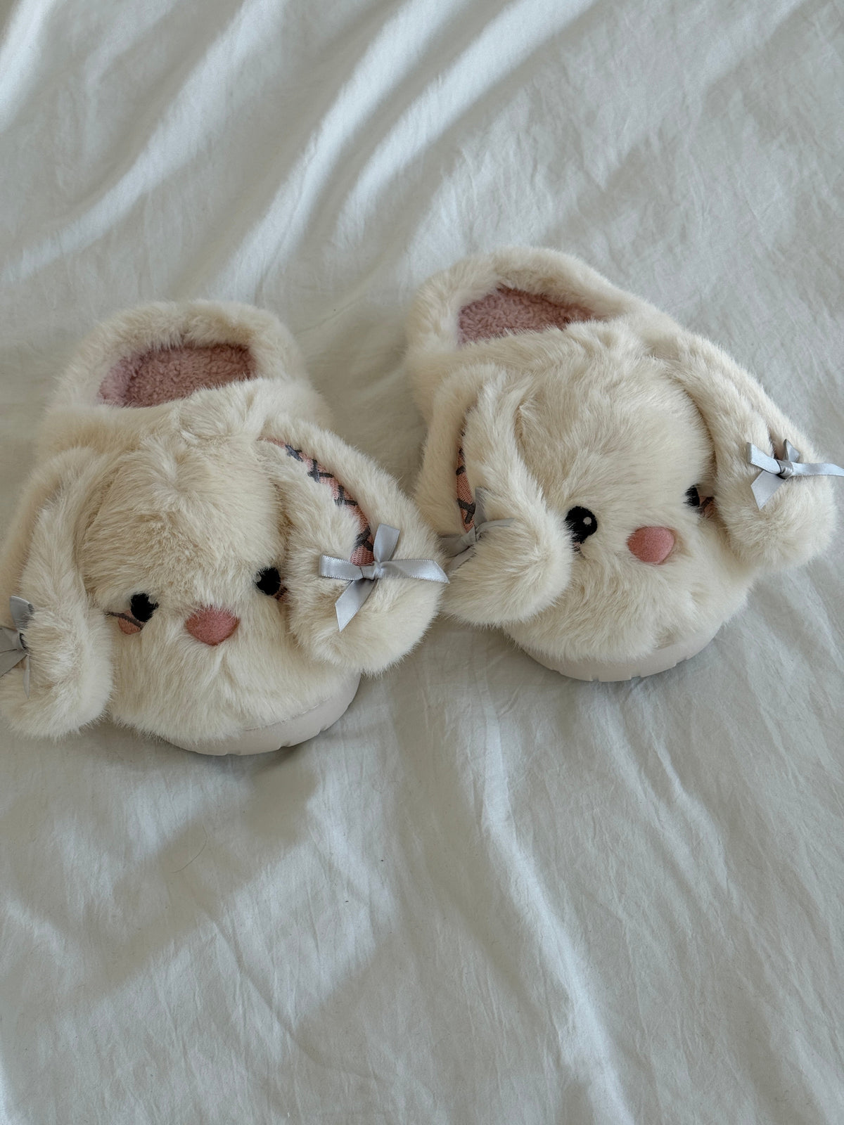 Bunny Fluffy Fuzzy Scuff Slippers Soft Comfy Memory Foam Non-slip Indoor House Shoes