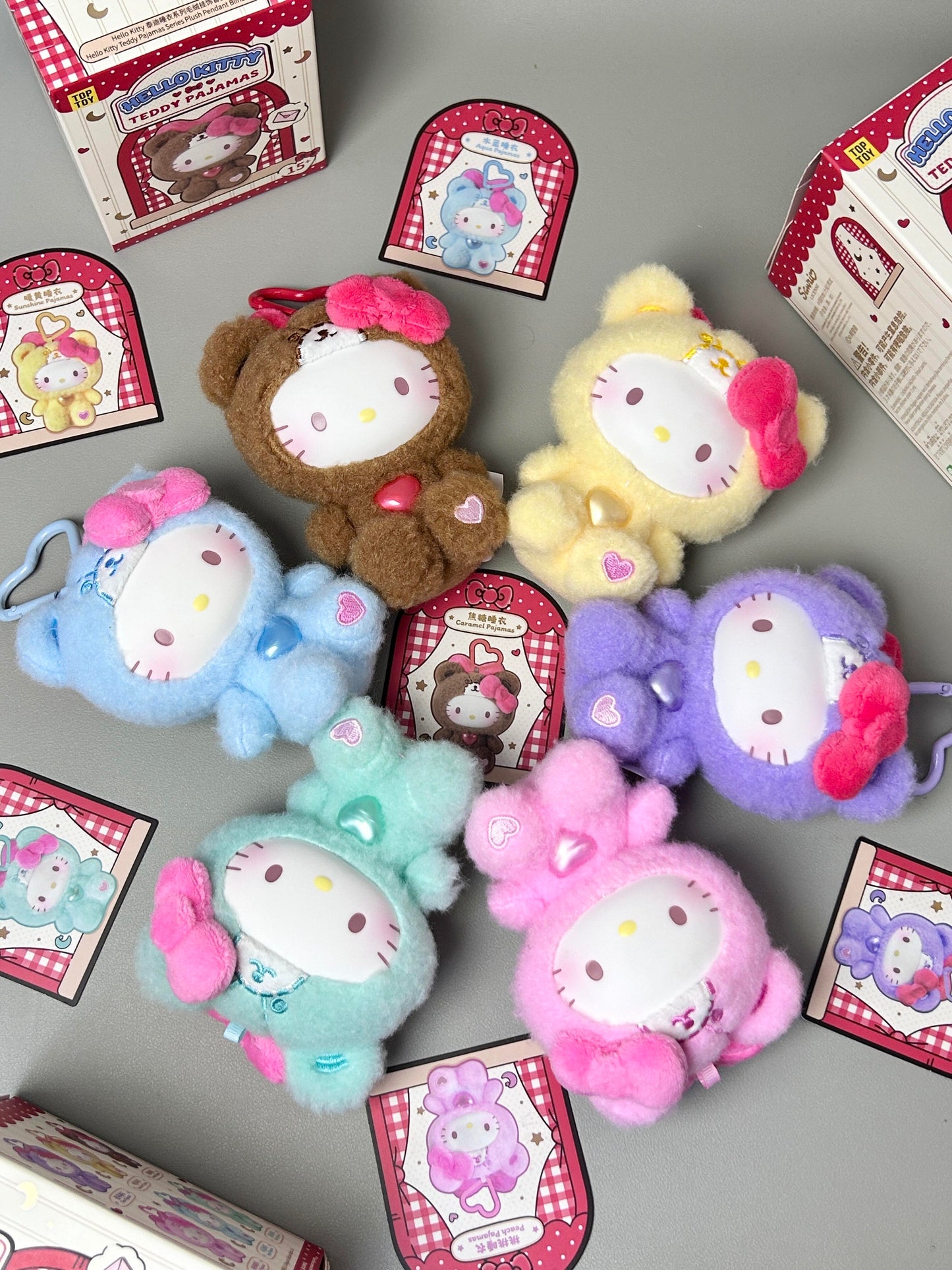 Hello Kitty Teddy Pajama Series Vinyl Plush Keychain Kitty Cat Blind Box Birthday Gift