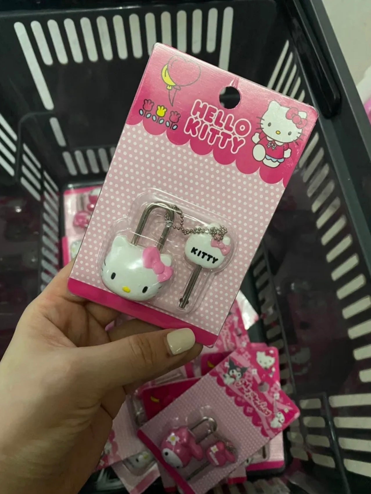 2PCS Sanrio Mini Padlock Lock with Key(hellokitty+mymelody)