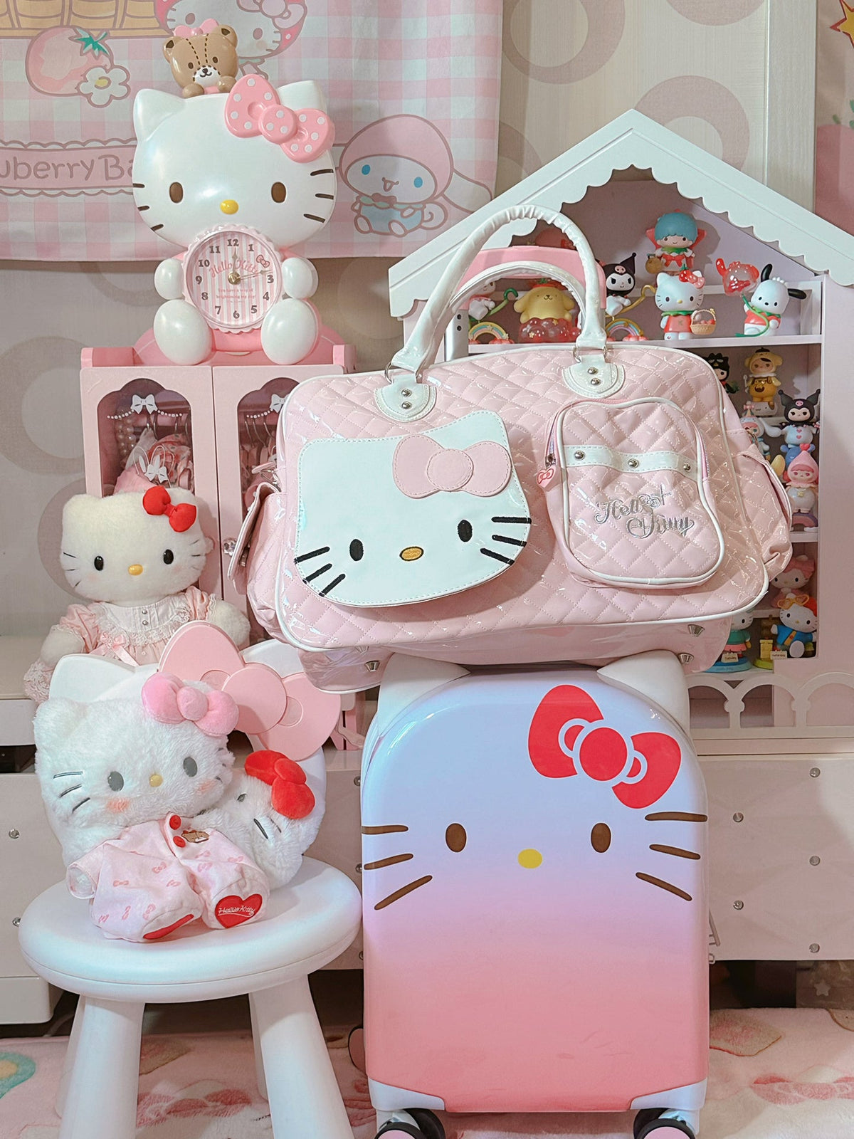 Hellokitty Weekender Bag PU Travel Tote Bag Gym Duffel Bag