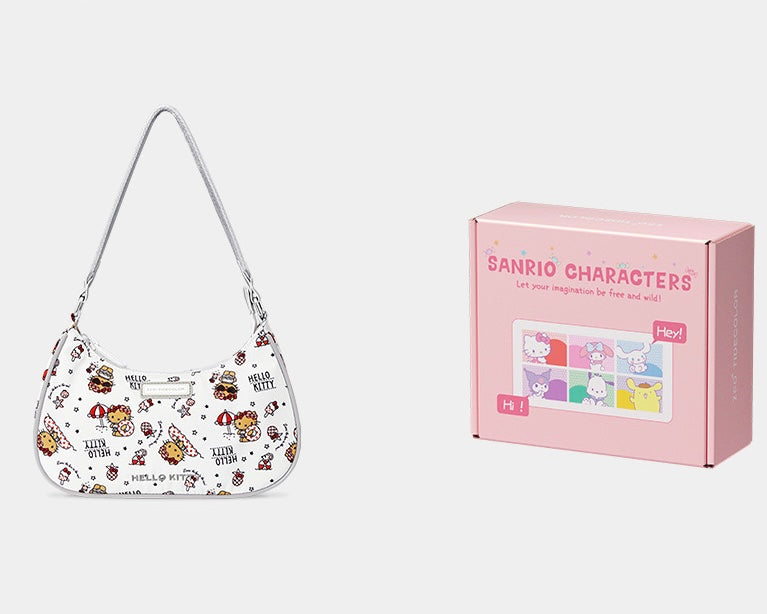 Sanrio Hobo Bag for Women Nylon Shoulder Crossbody Bags Y2K Small Clutch Totes Handbag Evening Armpit Top Handle Purse(gift box packaging)