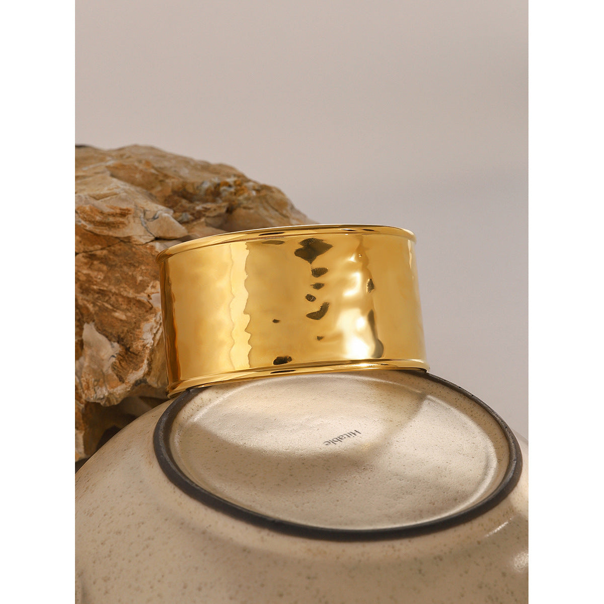 Stainless steel 18k gold-plated cuff bracelet