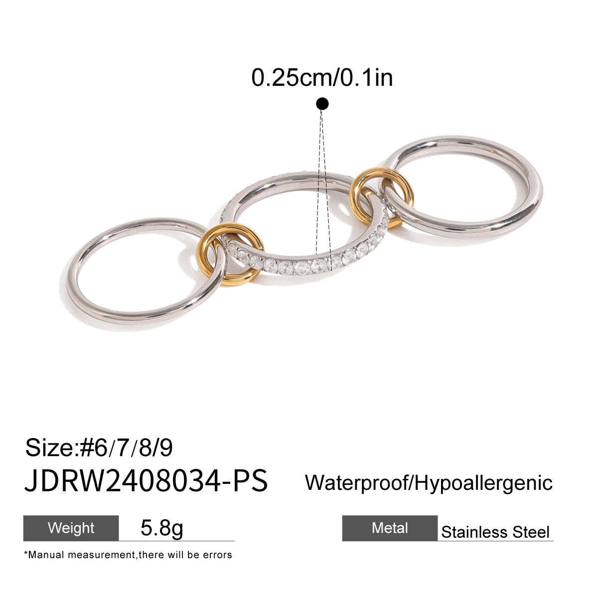 Stainless steel 18k gold-plated stacking plain band rings