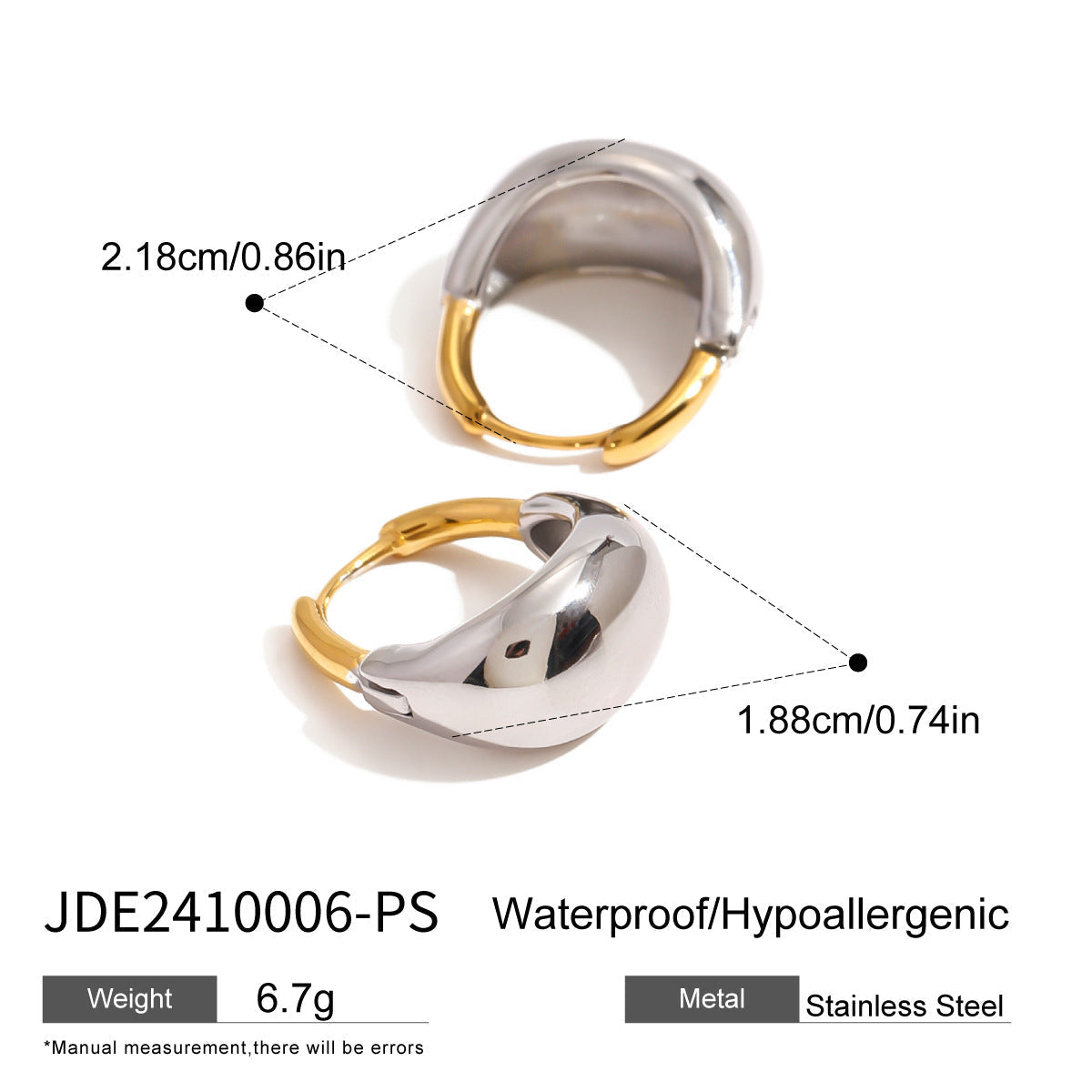 Stainless steel 18k gold-plated huggie earrings