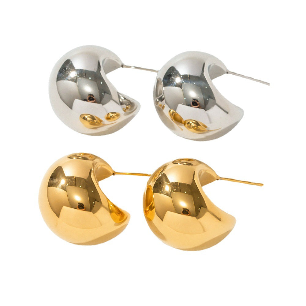 Stainless steel 18k gold-plated c-shaped earrings