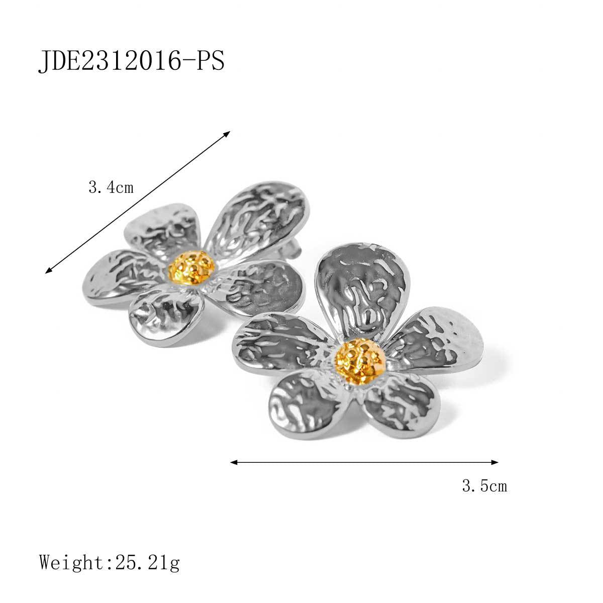 Stainless steel 18k gold-plated flower earrings