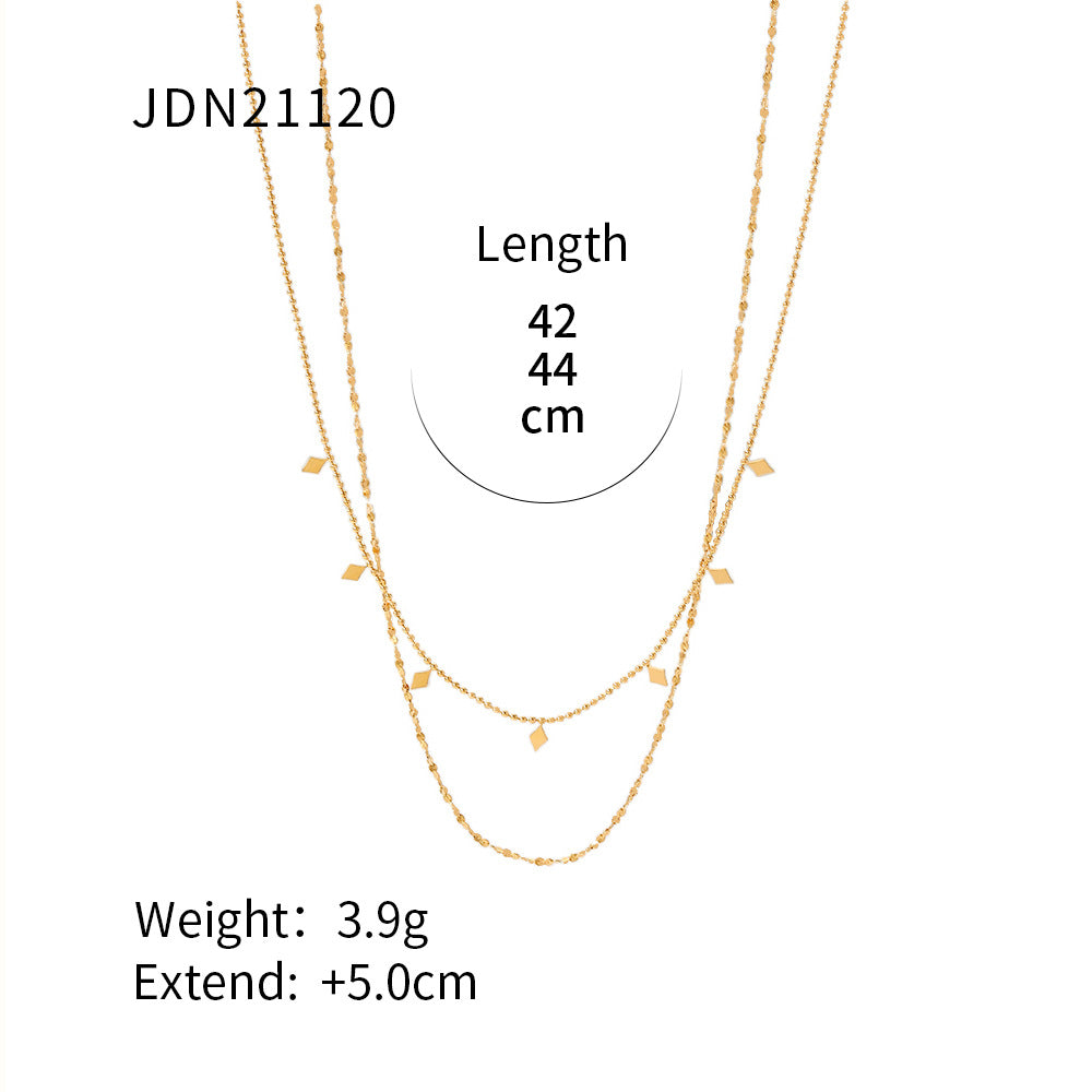 Stainless steel 18k gold-plated double layers necklace