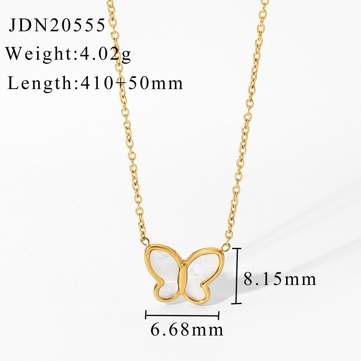 Stainless steel 18k gold-plated white butterfly necklace