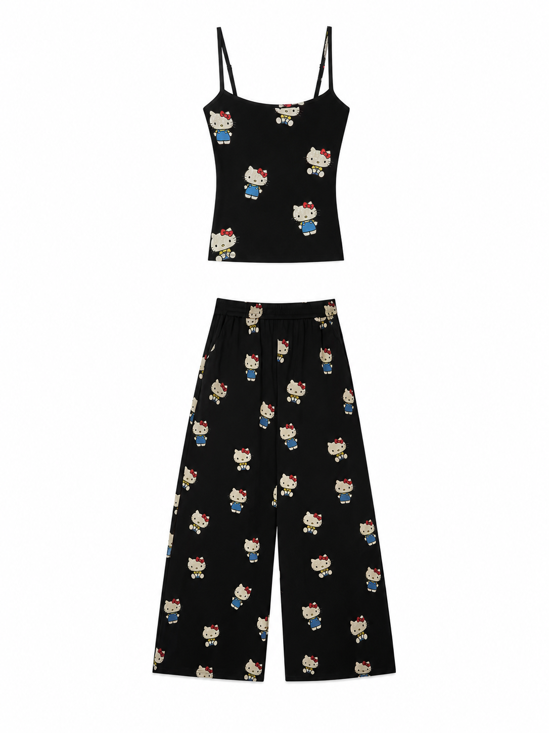 Hello Kitty Y2K Streetwear Cami & Wide-Leg Lounge Pants 2-Piece Set