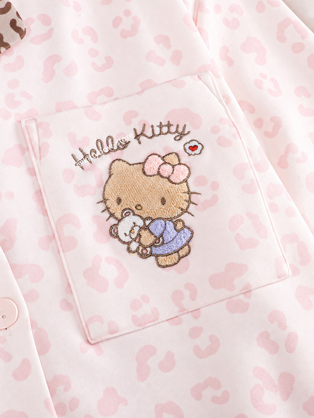 Hello Kitty Pink Leopard Print Thermal Pajama Set