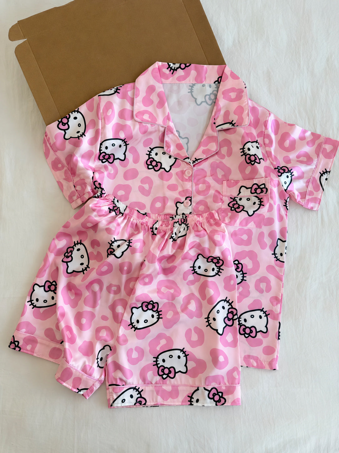 Hello Kitty Pink Leopard Print Short Pajama Set
