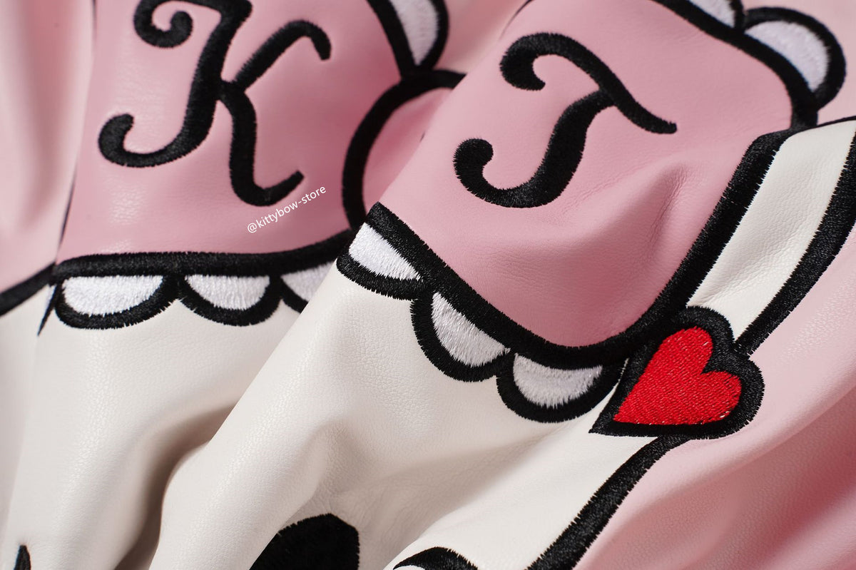 Hello Kitty Pink Embroidered Faux Leather Jacket