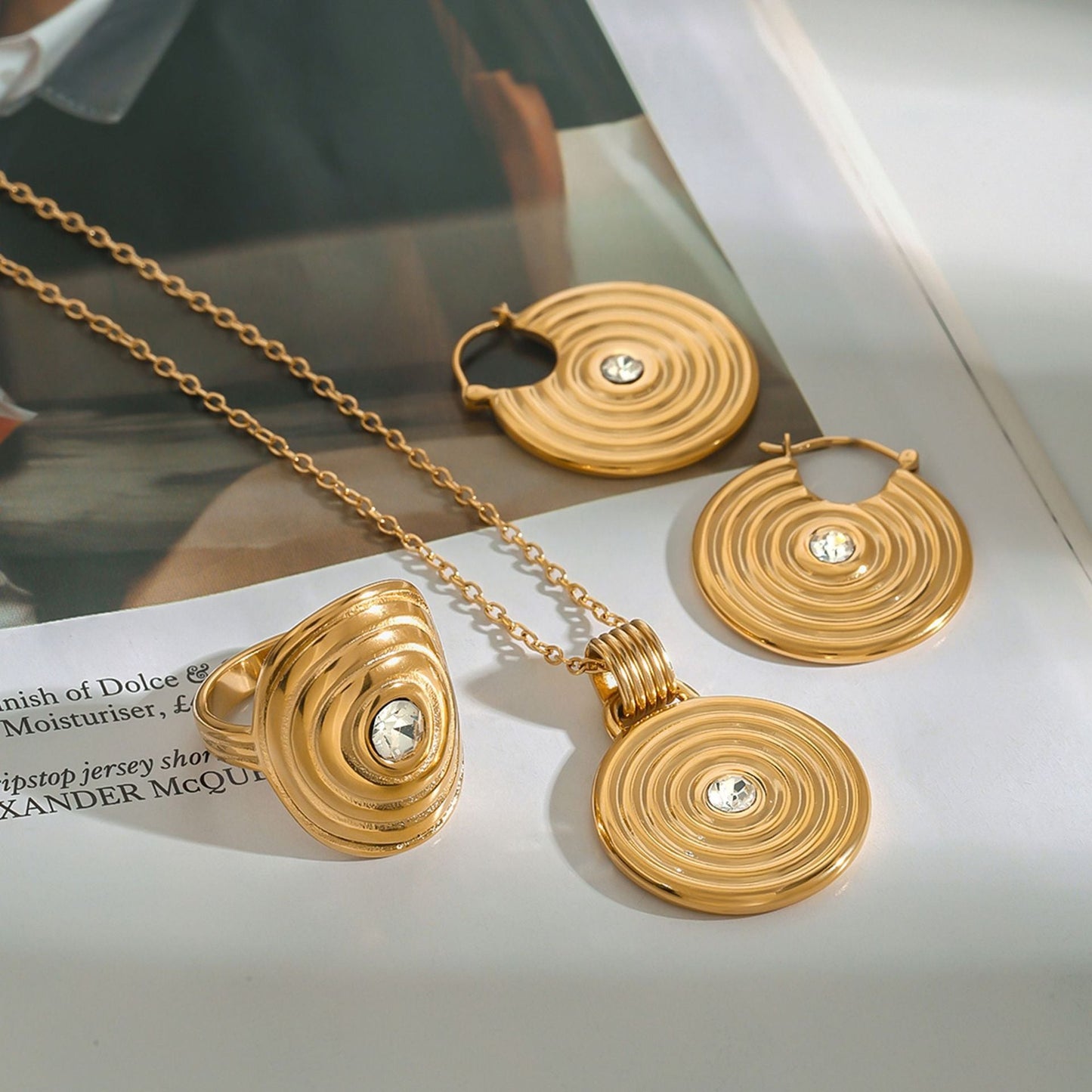 Stainless steel 18k gold-plated round jewelry