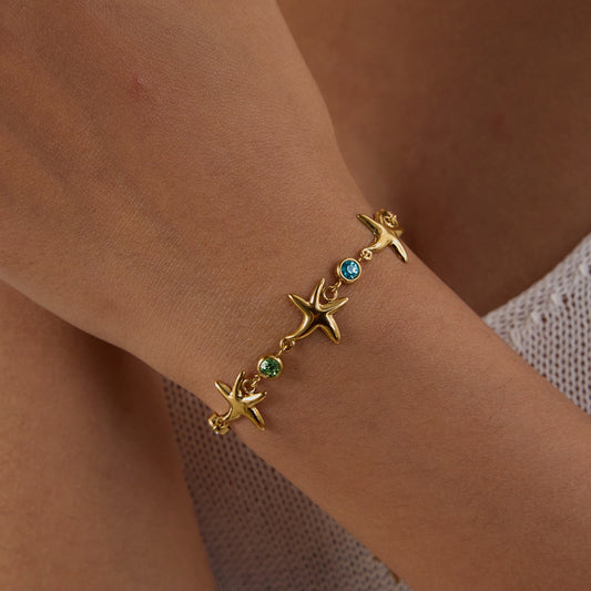 Stainless steel 18k gold-plated starfish bracelet