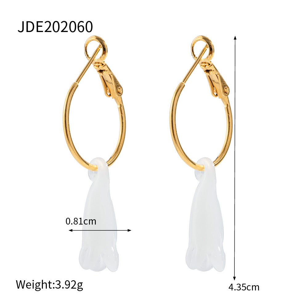 Stainless steel 18k gold-plated magnolia earrings
