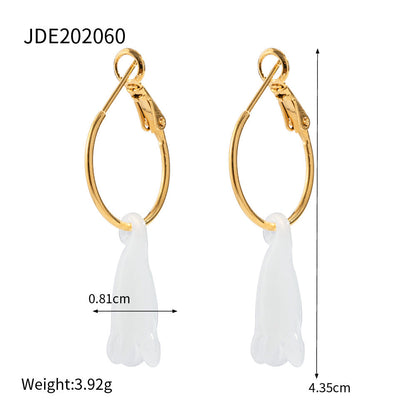 Stainless steel 18k gold-plated magnolia earrings