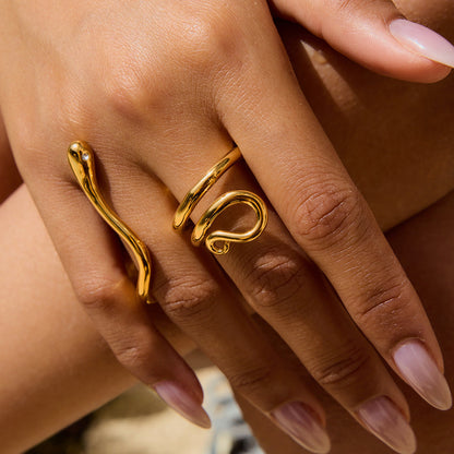 Stainless steel 18k gold-plated snake-shaped ring
