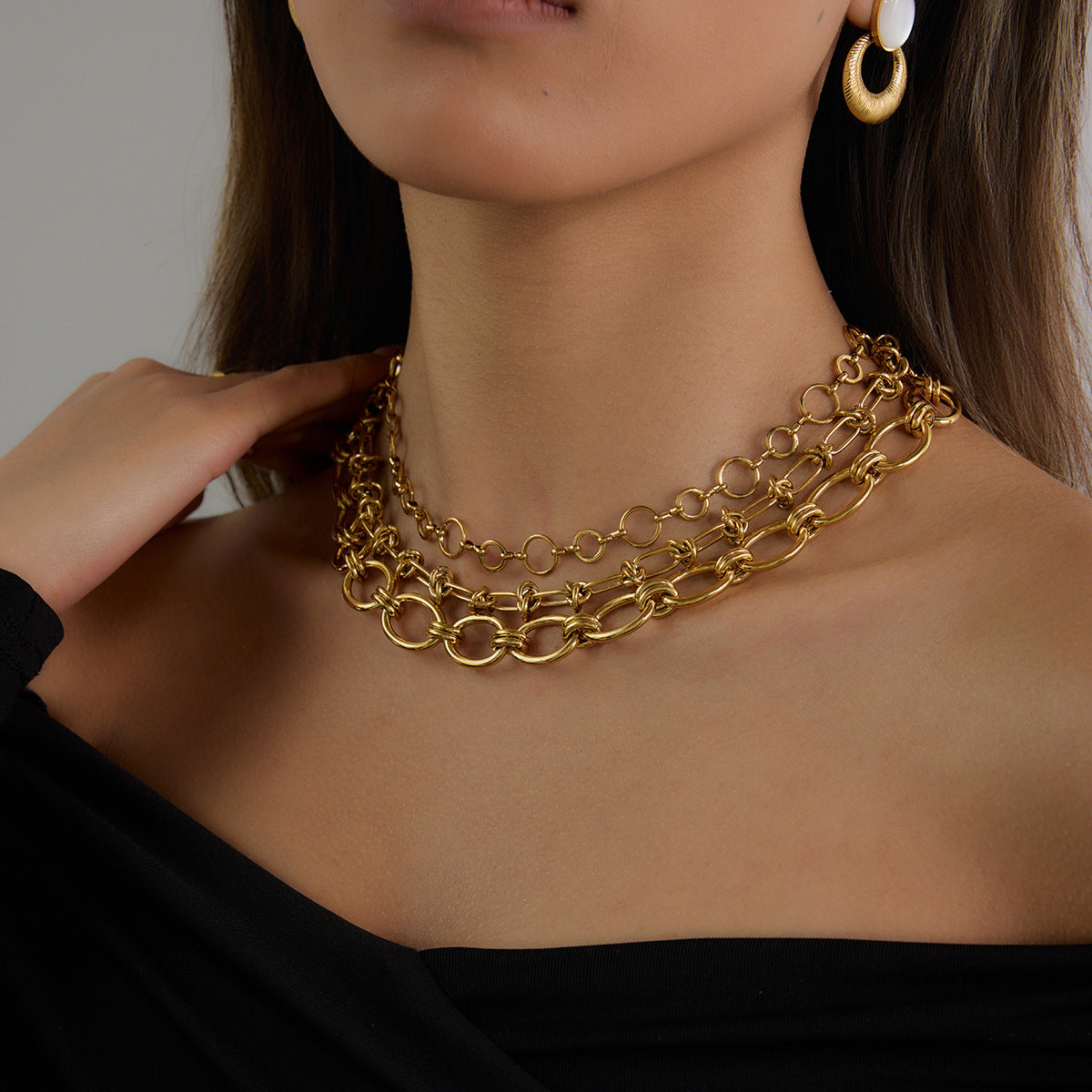 Stainless steel 18k gold-plated chain necklace