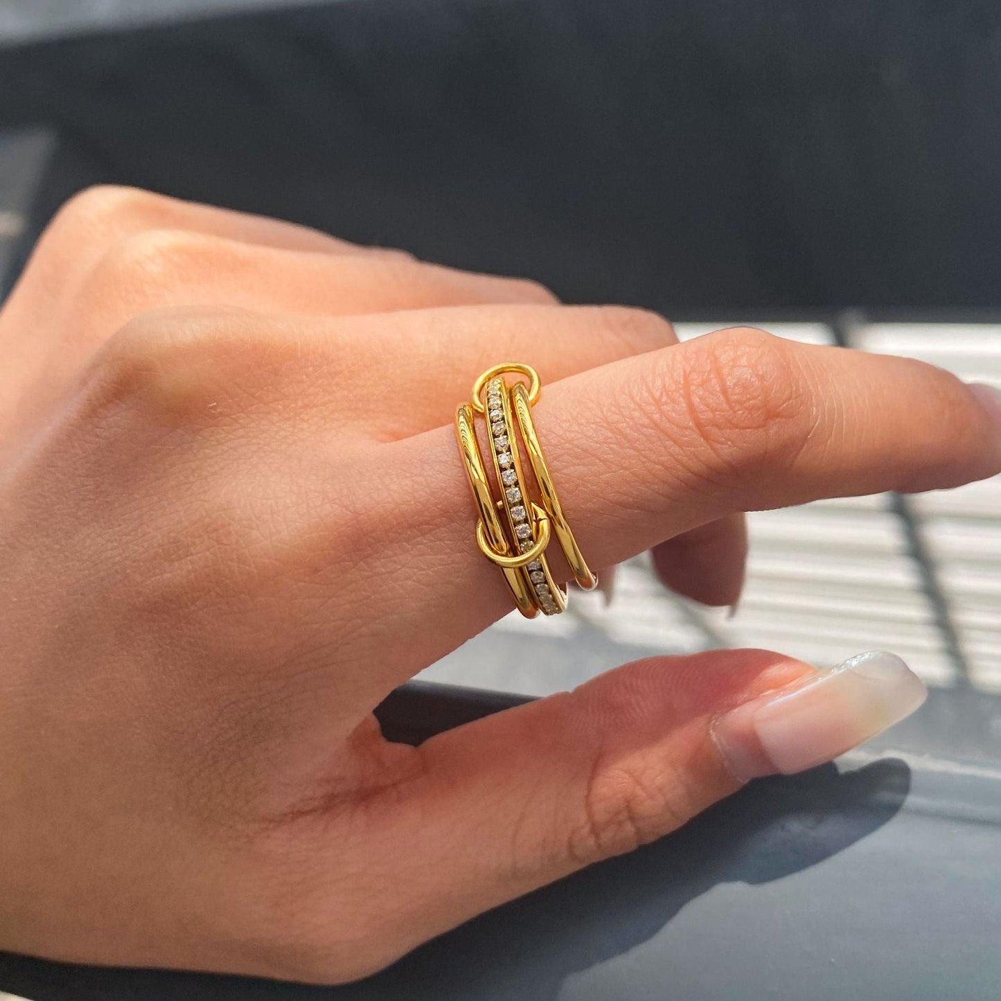 Stainless steel 18k gold-plated stacking rings