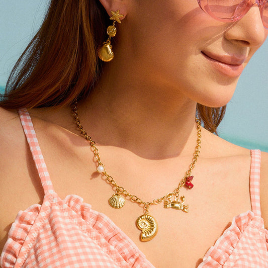 Stainless steel 18k gold-plated vocation-style earrings