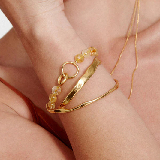 Stainless steel 18k gold-plated bangles