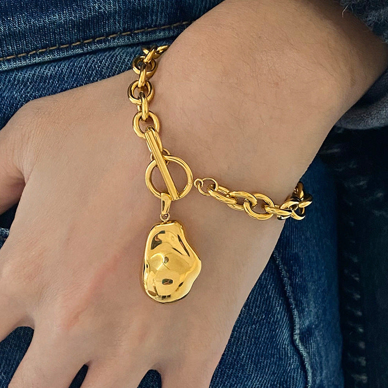 Stainless steel 18k gold-plated OT clasp bracelet