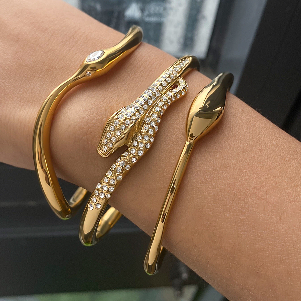 Stainless steel 18k gold-plated snake bracelet