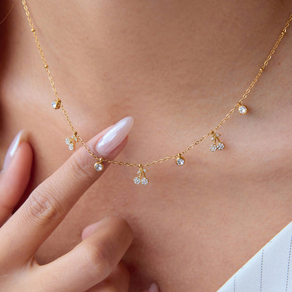 Stainless steel 18k gold-plated cheery necklace