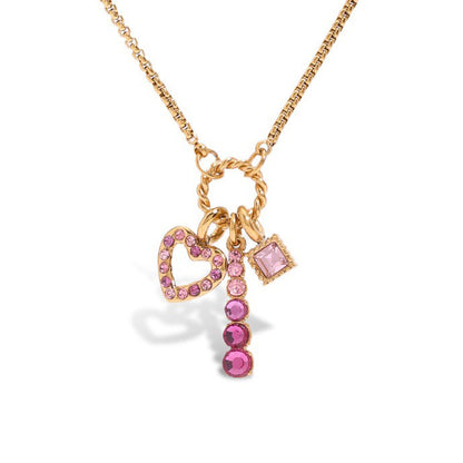 Stainless steel 18k gold-plated pink necklace