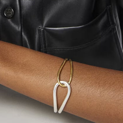 Stainless steel 18k gold-plated open-ended bracelet