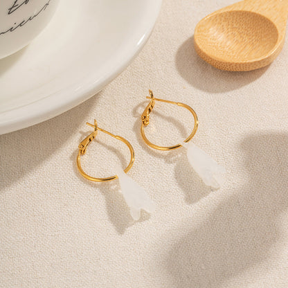 Stainless steel 18k gold-plated magnolia earrings