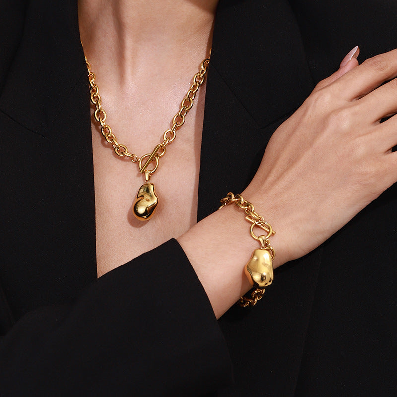 Stainless steel 18k gold-plated OT clasp bracelet