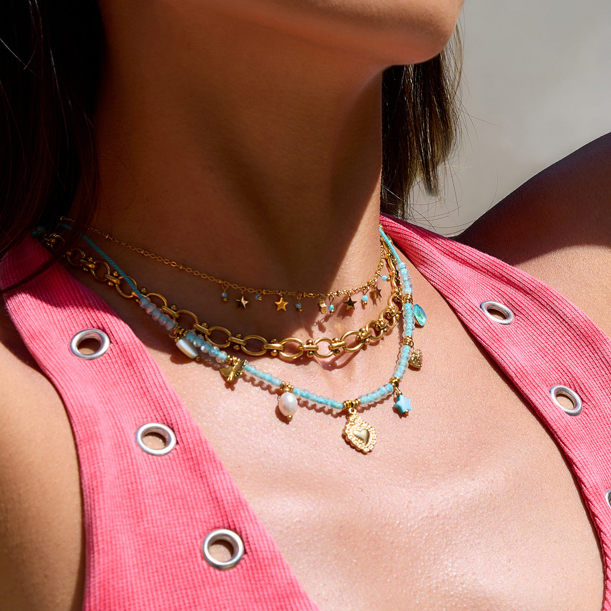 Stainless steel 18k gold-plated necklace